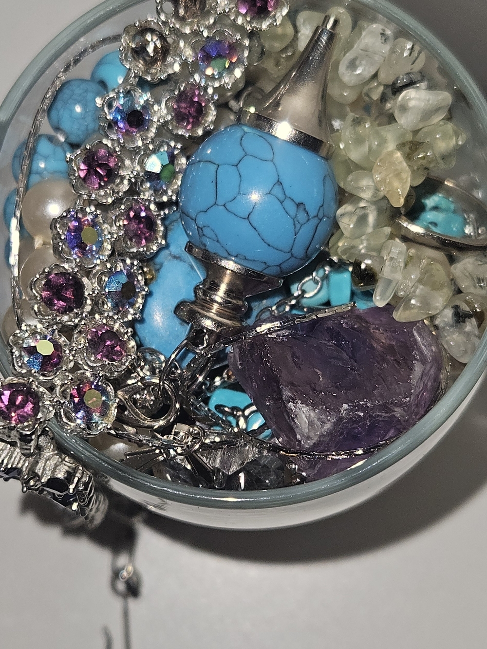 Turquoise and Amethyst Women’s Pendant Necklace - Unbranded